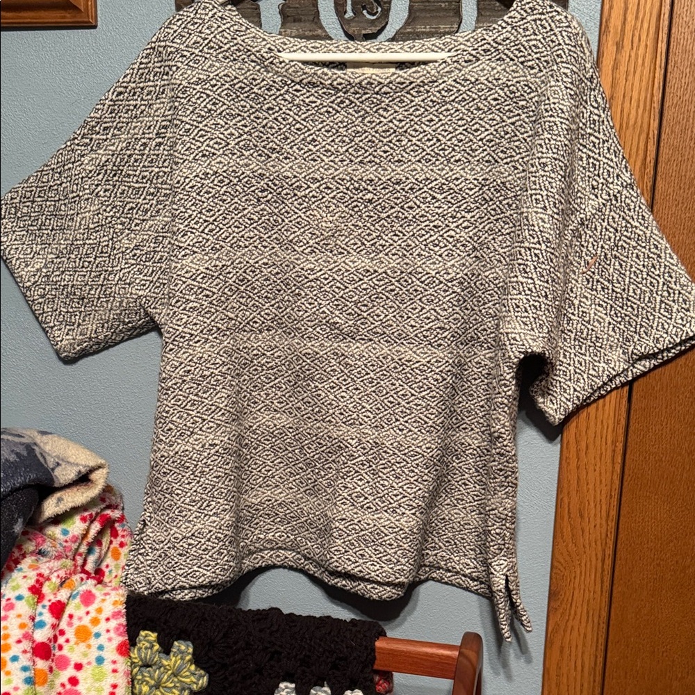 Eileen Fisher Monochrome Diamond Short Sleeve Top